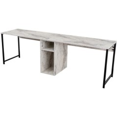 Bureau d'étude moderne avec étageres - TWIN - Freesia / Marbre - 240