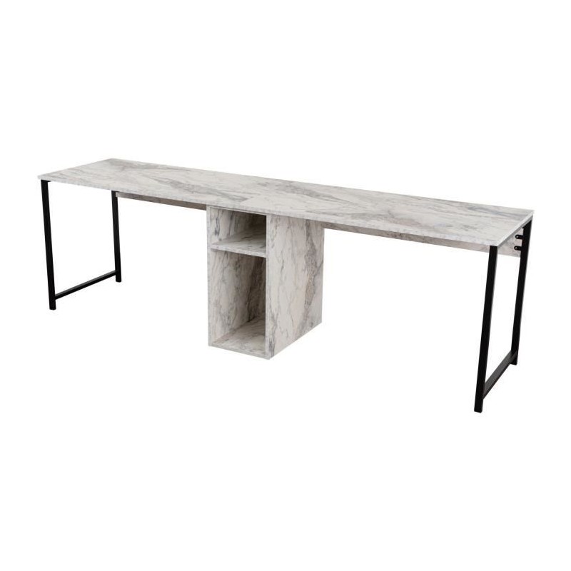 Bureau d'étude moderne avec étageres - TWIN - Freesia / Marbre - 240