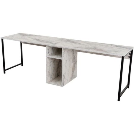 Bureau d'étude moderne avec étageres - TWIN - Freesia / Marbre - 240
