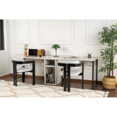 Bureau d'étude moderne avec étageres - TWIN - Freesia / Marbre - 240