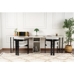 Bureau d'étude moderne avec étageres - TWIN - Freesia / Marbre - 240