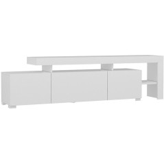 Meuble TV avec éclairage LED - BELIZ - Blanc - 192 x 53 x 37 cm