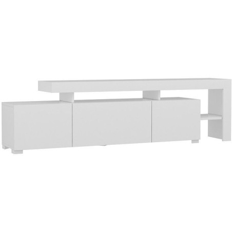 Meuble TV avec éclairage LED - BELIZ - Blanc - 192 x 53 x 37 cm