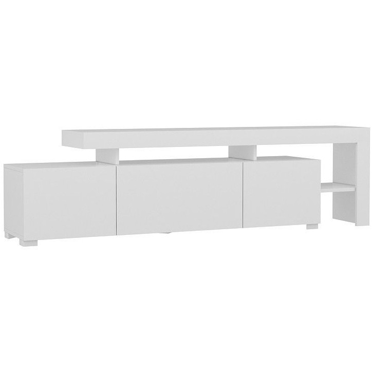 Meuble TV avec éclairage LED - BELIZ - Blanc - 192 x 53 x 37 cm