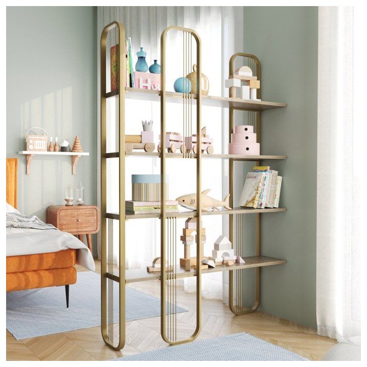 Bibliotheque baroque - SIERRA - 124 x 182 x 26 cm - Glam Jaune