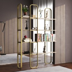 Bibliotheque baroque - SIERRA - 124 x 182 x 26 cm - Glam Jaune