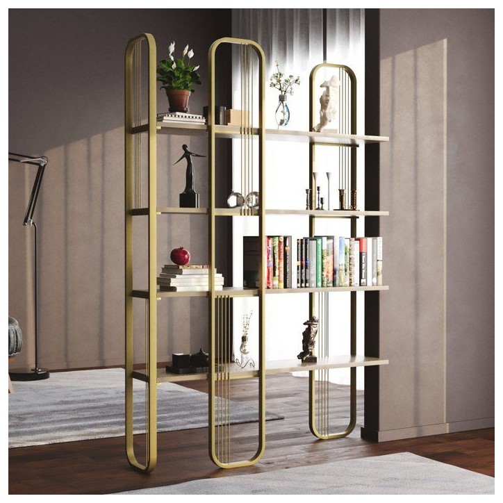 Bibliotheque baroque - SIERRA - 124 x 182 x 26 cm - Glam Jaune
