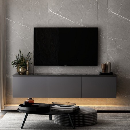 Meuble TV - NEON - Anthracite - 160 x 35 x 32 cm