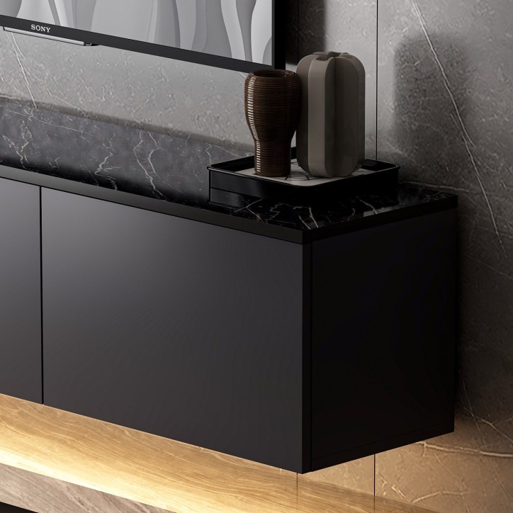 Meuble TV - NEON - Anthracite - 160 x 35 x 32 cm