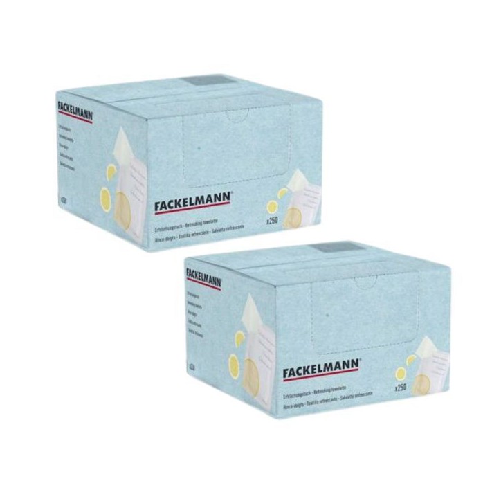 Lot de 2 boîtes de 250 rince doigts au citron - FACKELMANN Lot de 2 boîtes de 250 rince doigts au citron - FACKELMANN