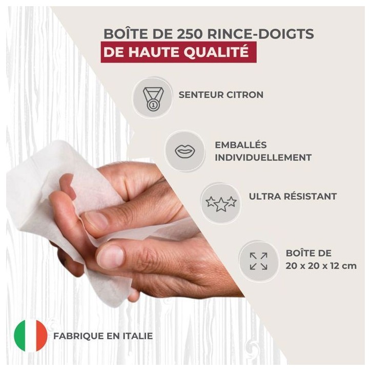 Lot de 2 boîtes de 250 rince doigts au citron - FACKELMANN Lot de 2 boîtes de 250 rince doigts au citron - FACKELMANN