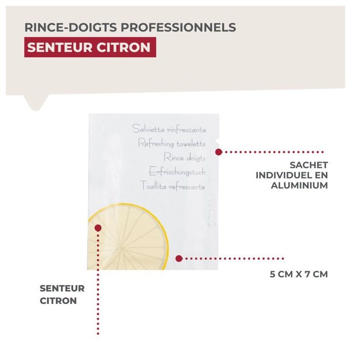 Lot de 2 boîtes de 250 rince doigts au citron - FACKELMANN Lot de 2 boîtes de 250 rince doigts au citron - FACKELMANN