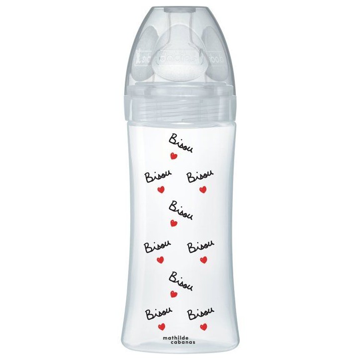 Biberon anti-colique - DODIE - 330 ml - Tétine plate X Mathilde Cabanas - 0-6 mois - Débit 3 - Transparent Biberon anti-colique - DODIE - 330 ml - Tétine plate X Mathilde Cabanas - 0-6 mois - Débit 3 - Transparent