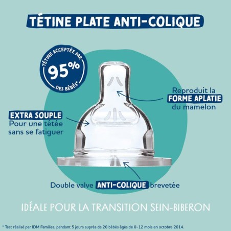 Biberon anti-colique - DODIE - 330 ml - Tétine plate X Mathilde Cabanas - 0-6 mois - Débit 3 - Transparent