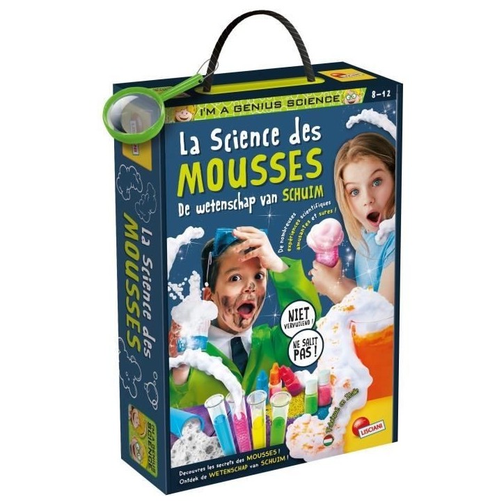 Laboratoire scientifique - LISCIANI - I'm a Genius - Science des mousses - Pistolet a mousse - 15 expériences ludiques