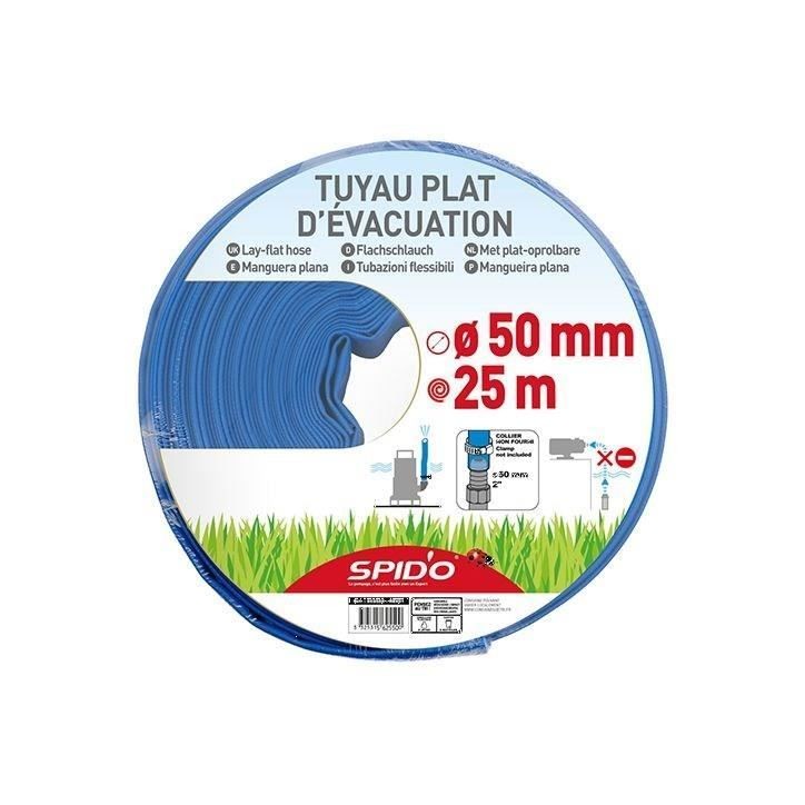 Tuyau plat d'évacuation - SPIDO - 25 m - Ø 50 mm - 4 bars