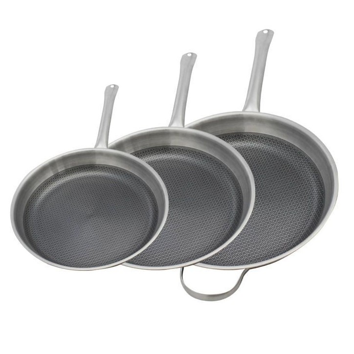Set de 3 poeles a induction - ELO - Relief Solutions - Inox 18/10 ELODUR Select antiadhésives - Ø 24-28-32 cm