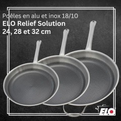 Set de 3 poeles a induction - ELO - Relief Solutions - Inox 18/10 ELODUR Select antiadhésives - Ø 24-28-32 cm