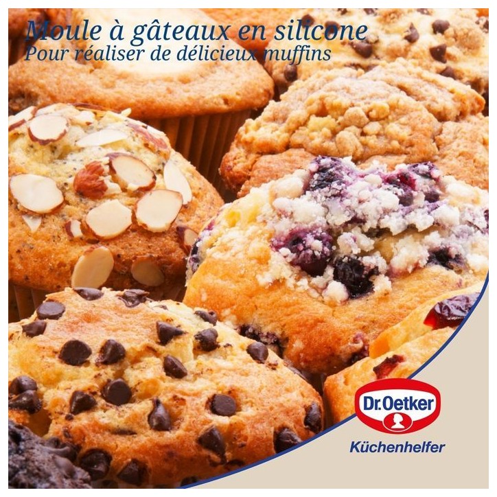 Ensemble de 2 moules a muffins 6 empreintes - DR oeTKER - Flexxibel Love - 30 x 18 cm