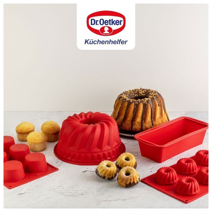 Ensemble de 2 moules a muffins 6 empreintes - DR oeTKER - Flexxibel Love - 30 x 18 cm