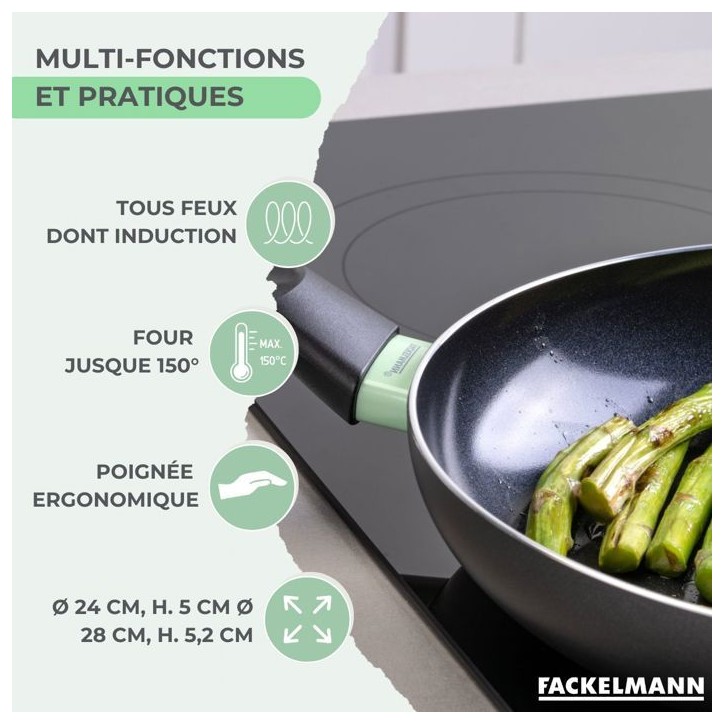 Set de 2 poeles - FACKELMANN - Brandao - Antiadhésives céramique - 24 et 28 cm Set de 2 poeles - FACKELMANN - Brandao - Antiadhésives céramique - 24 et 28 cm
