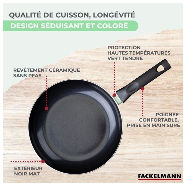 Set de 4 poeles - FACKELMANN - Brandao - Antiadhésives céramique - 16, 20, 24 et 28 cm