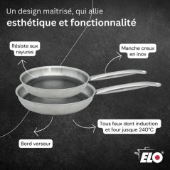 Set de 2 poeles a induction - ELO - Relief Solutions - Inox 18/10 ELOD