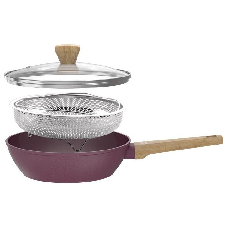 Sauteuse - Tous feux dont induction - ARTHUR MARTIN - AM3056 - Revetement céramique - Ø 24 cm - Couvercle et panier inox - Pru Sauteuse - Tous feux dont induction - ARTHUR MARTIN - AM3056 - Revetement céramique - Ø 24 cm - Couvercle et panier inox - Pru