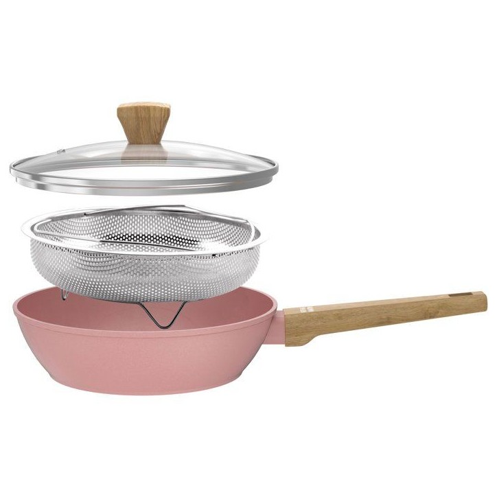Sauteuse - Tous feux dont induction - ARTHUR MARTIN - AM0333 - Revetement céramique - Ø 24 cm - Avec couvercle et panier inox