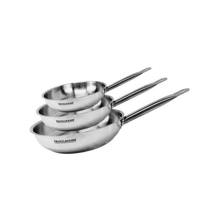 Set de 3 poeles a induction - 20 24 et 28 cm - FACKELMANN Eterna - Acier inoxydable Set de 3 poeles a induction - 20 24 et 28 cm - FACKELMANN Eterna - Acier inoxydable