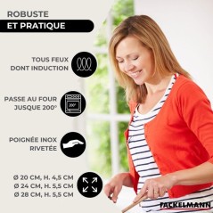 Set de 3 poeles a induction - 20 24 et 28 cm - FACKELMANN Eterna - Aci