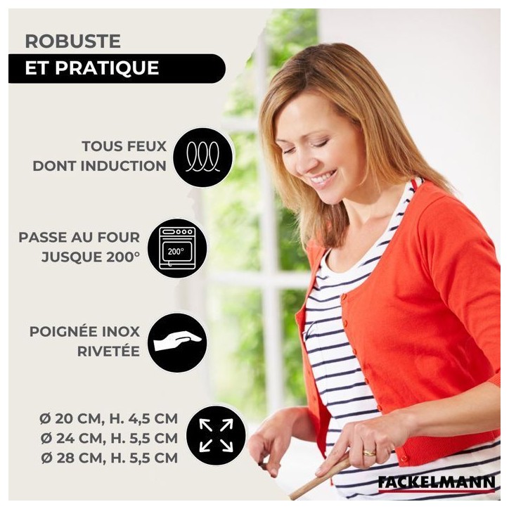 Set de 3 poeles a induction - 20 24 et 28 cm - FACKELMANN Eterna - Acier inoxydable Set de 3 poeles a induction - 20 24 et 28 cm - FACKELMANN Eterna - Acier inoxydable