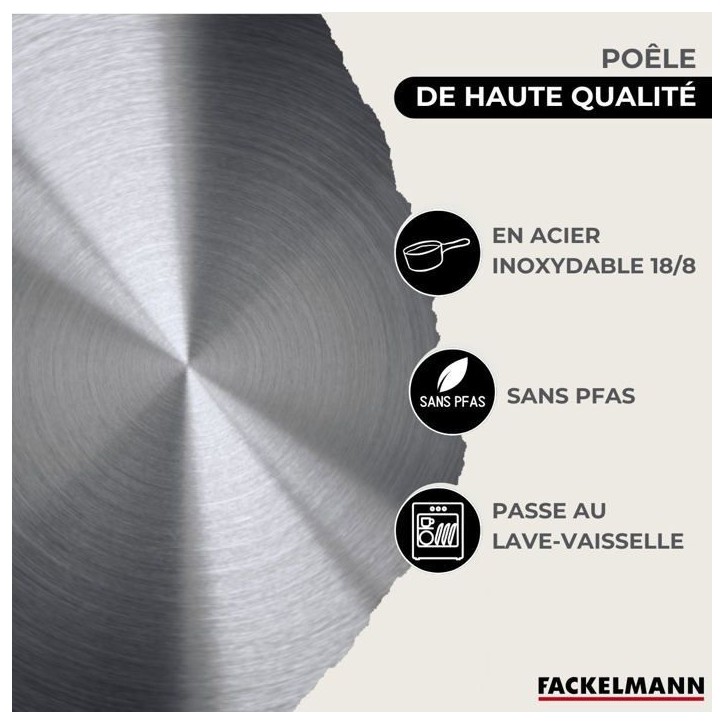 Set de 3 poeles a induction - 20 24 et 28 cm - FACKELMANN Eterna - Acier inoxydable Set de 3 poeles a induction - 20 24 et 28 cm - FACKELMANN Eterna - Acier inoxydable