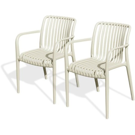 Lot de 2 fauteuils de jardin - CITY GARDEN - Tiago-FT - Empilable - Sa
