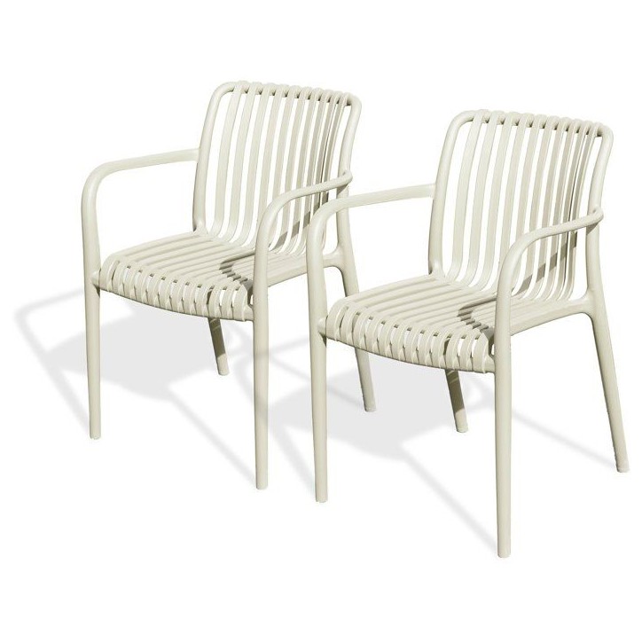 Lot de 2 fauteuils de jardin - CITY GARDEN - Tiago-FT - Empilable - Sable
