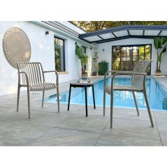Lot de 2 fauteuils de jardin - CITY GARDEN - Tiago-FT - Empilable - Sable
