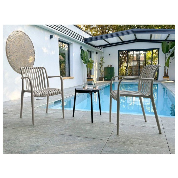 Lot de 2 fauteuils de jardin - CITY GARDEN - Tiago-FT - Empilable - Sable