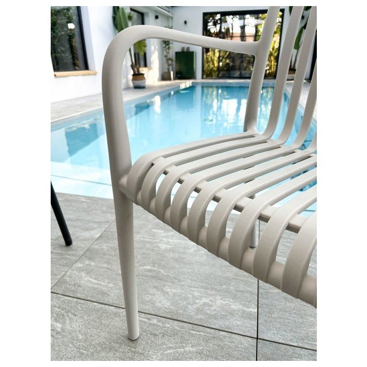 Lot de 2 fauteuils de jardin - CITY GARDEN - Tiago-FT - Empilable - Sable