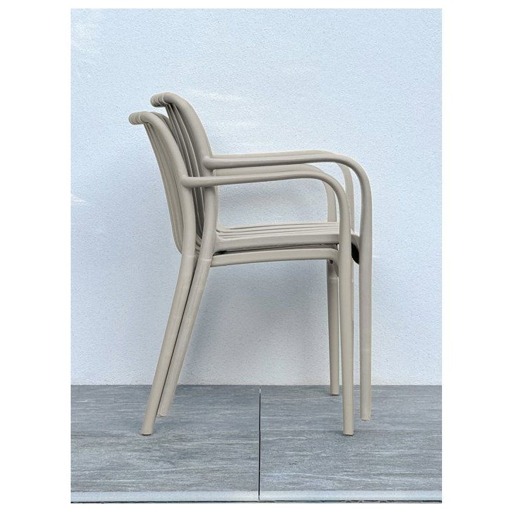 Lot de 2 fauteuils de jardin - CITY GARDEN - Tiago-FT - Empilable - Sable
