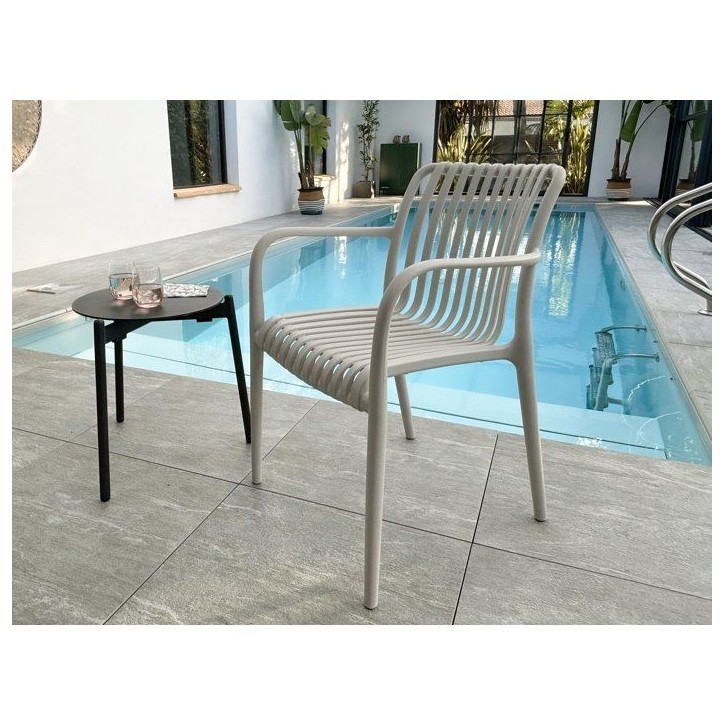 Lot de 2 fauteuils de jardin - CITY GARDEN - Tiago-FT - Empilable - Sable
