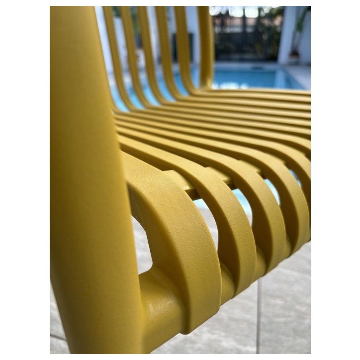Lot de 2 fauteuils de jardin - CITY GARDEN - Tiago-FT - Empilable - Moutarde