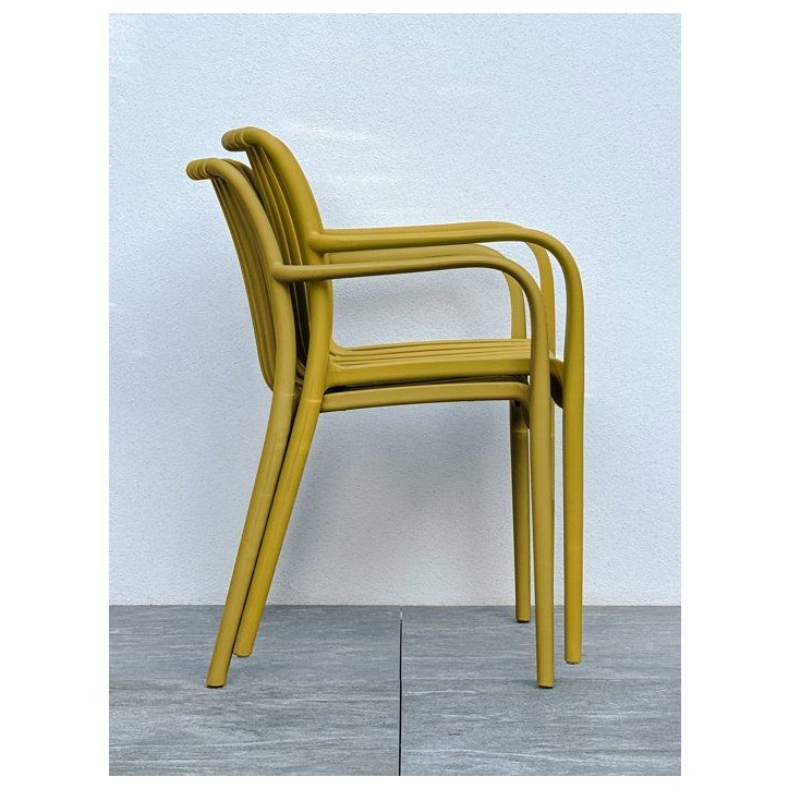 Lot de 2 fauteuils de jardin - CITY GARDEN - Tiago-FT - Empilable - Moutarde