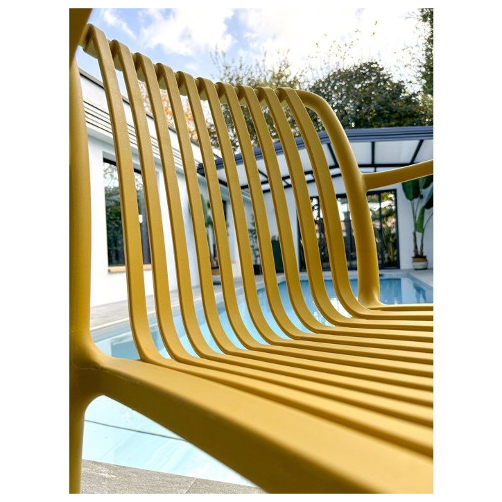 Lot de 2 fauteuils de jardin - CITY GARDEN - Tiago-FT - Empilable - Moutarde