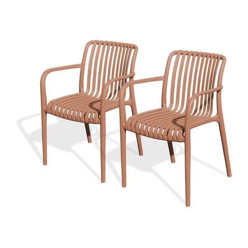 Lot de 2 fauteuils de jardin - CITY GARDEN - Tiago-FT - Empilable - Te