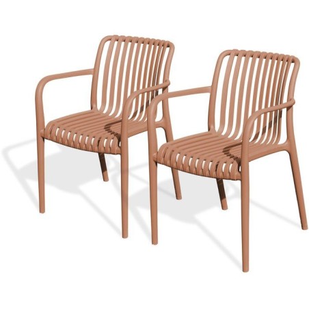 Lot de 2 fauteuils de jardin - CITY GARDEN - Tiago-FT - Empilable - Te