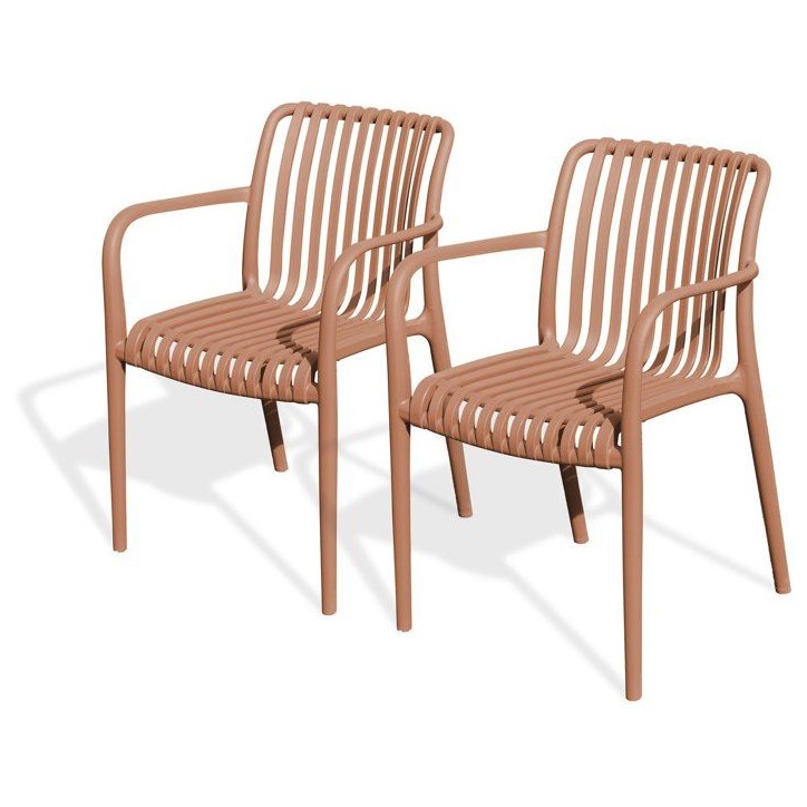 Lot de 2 fauteuils de jardin - CITY GARDEN - Tiago-FT - Empilable - Terracotta