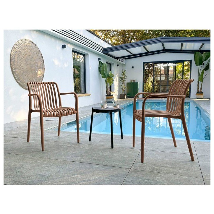 Lot de 2 fauteuils de jardin - CITY GARDEN - Tiago-FT - Empilable - Terracotta