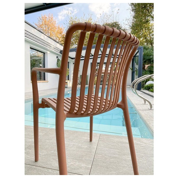 Lot de 2 fauteuils de jardin - CITY GARDEN - Tiago-FT - Empilable - Terracotta