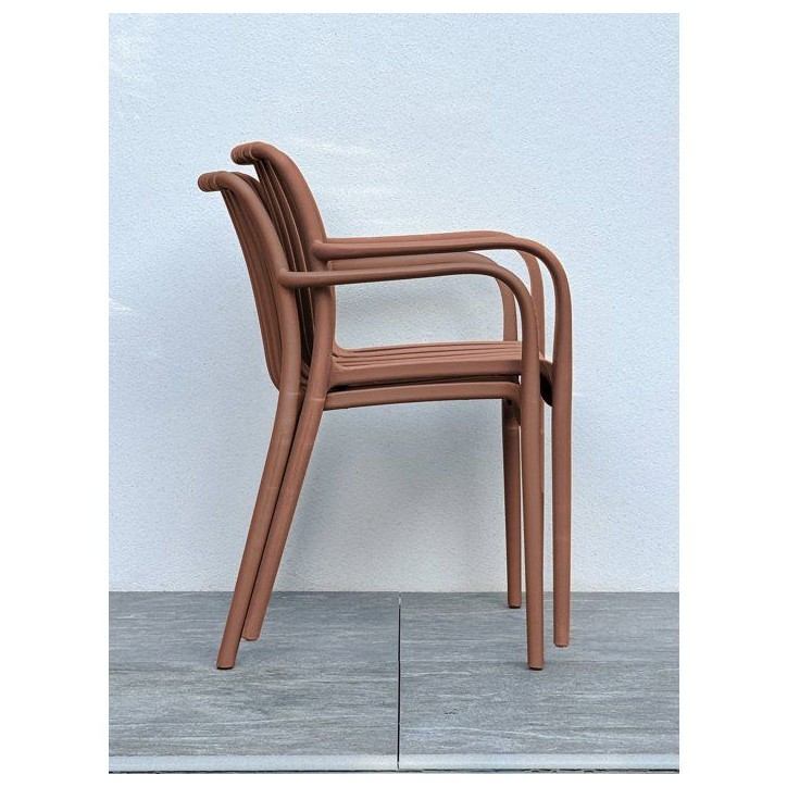 Lot de 2 fauteuils de jardin - CITY GARDEN - Tiago-FT - Empilable - Terracotta