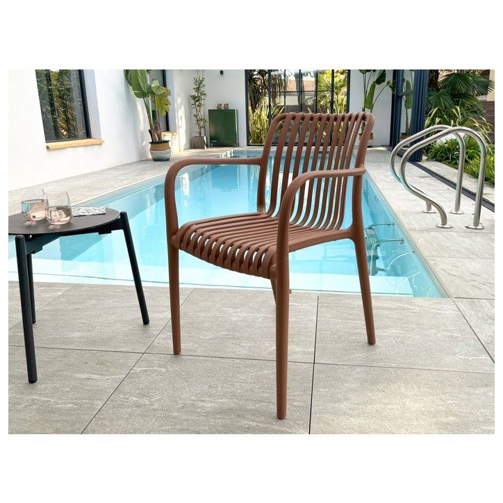 Lot de 2 fauteuils de jardin - CITY GARDEN - Tiago-FT - Empilable - Terracotta